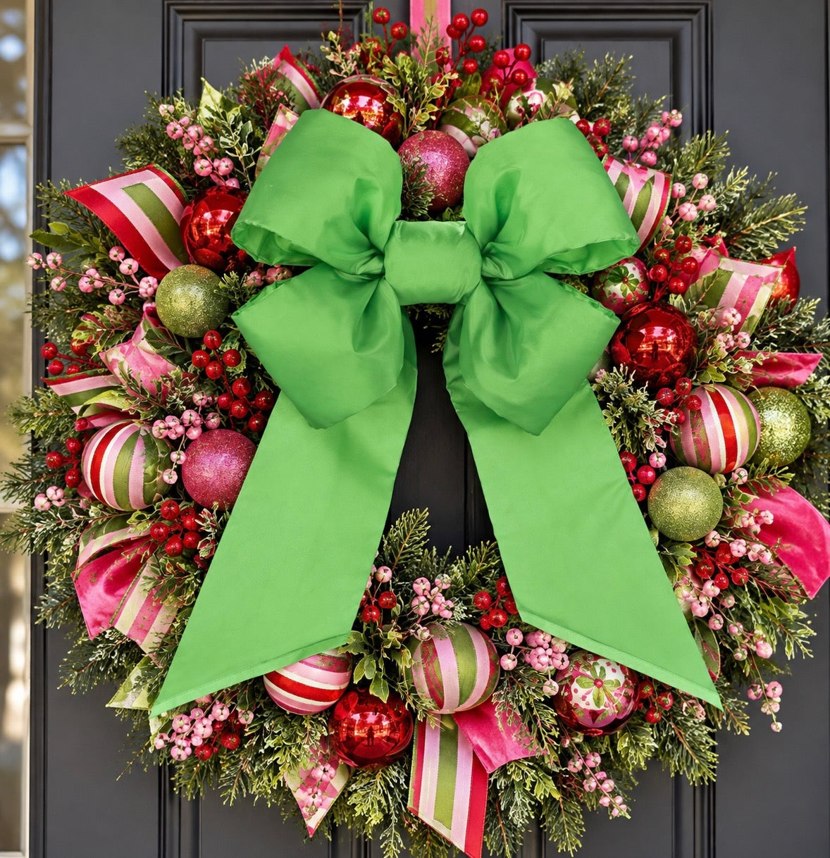 Nylon Bright Green 12-Inch Four Loop Bow