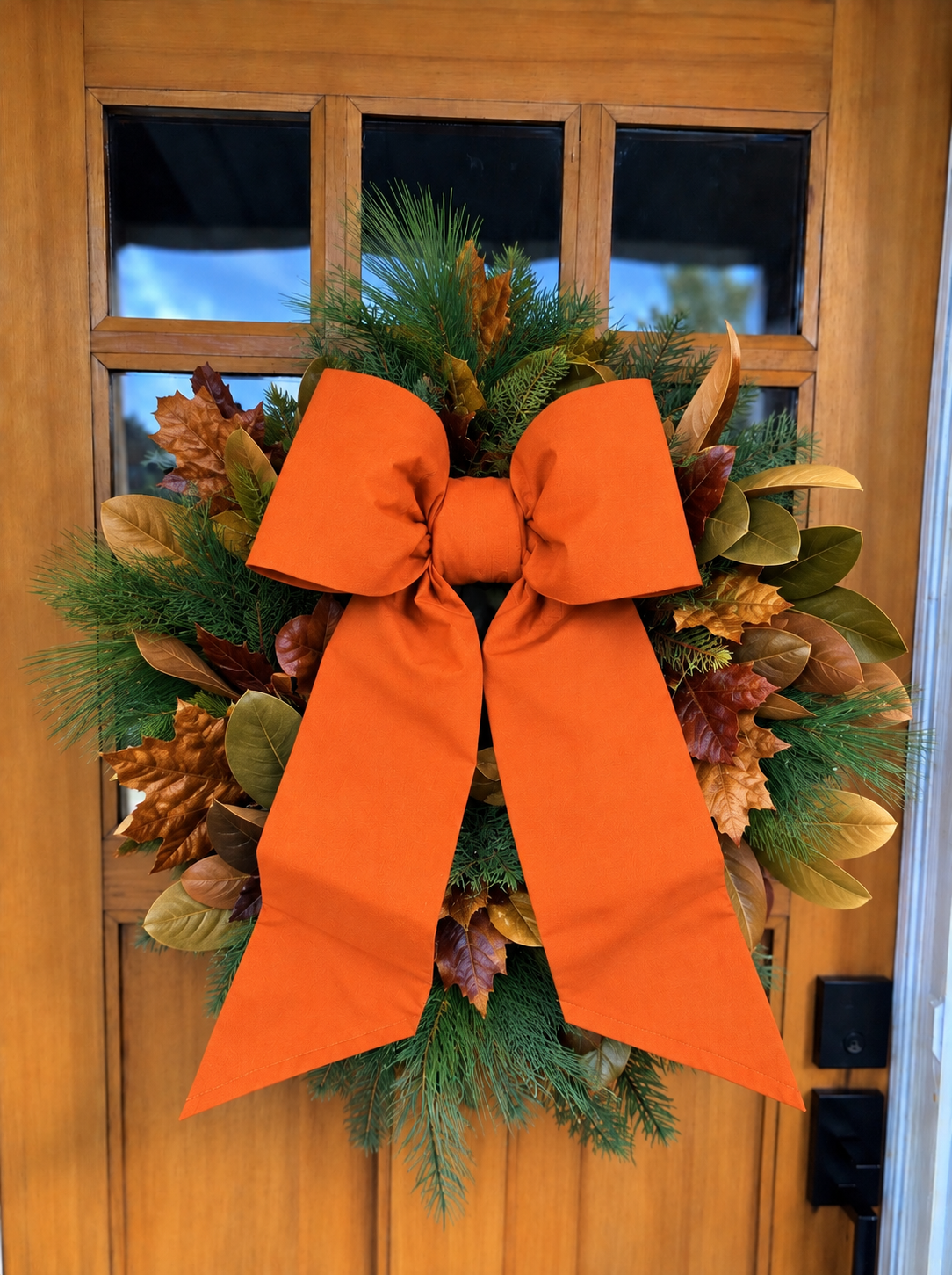 Holiday Heritage 12-Inch Two Loop Rust Orange Outdura Bow