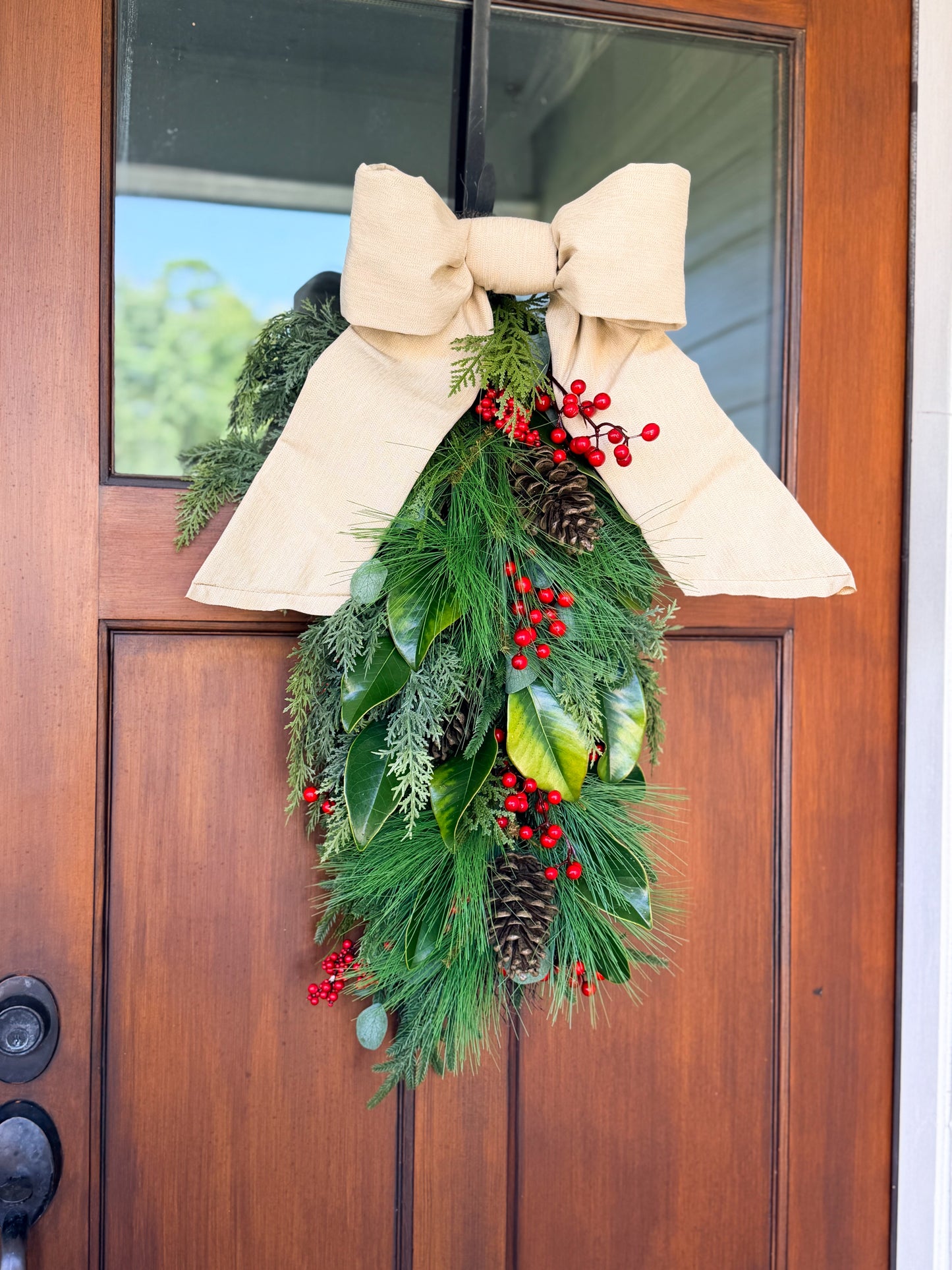 Holiday Heritage 12-Inch Two Loop Oatmeal Outdura Bow