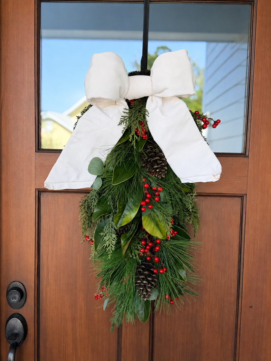 Holiday Heritage 12-Inch Two Loop White Outdura Bow