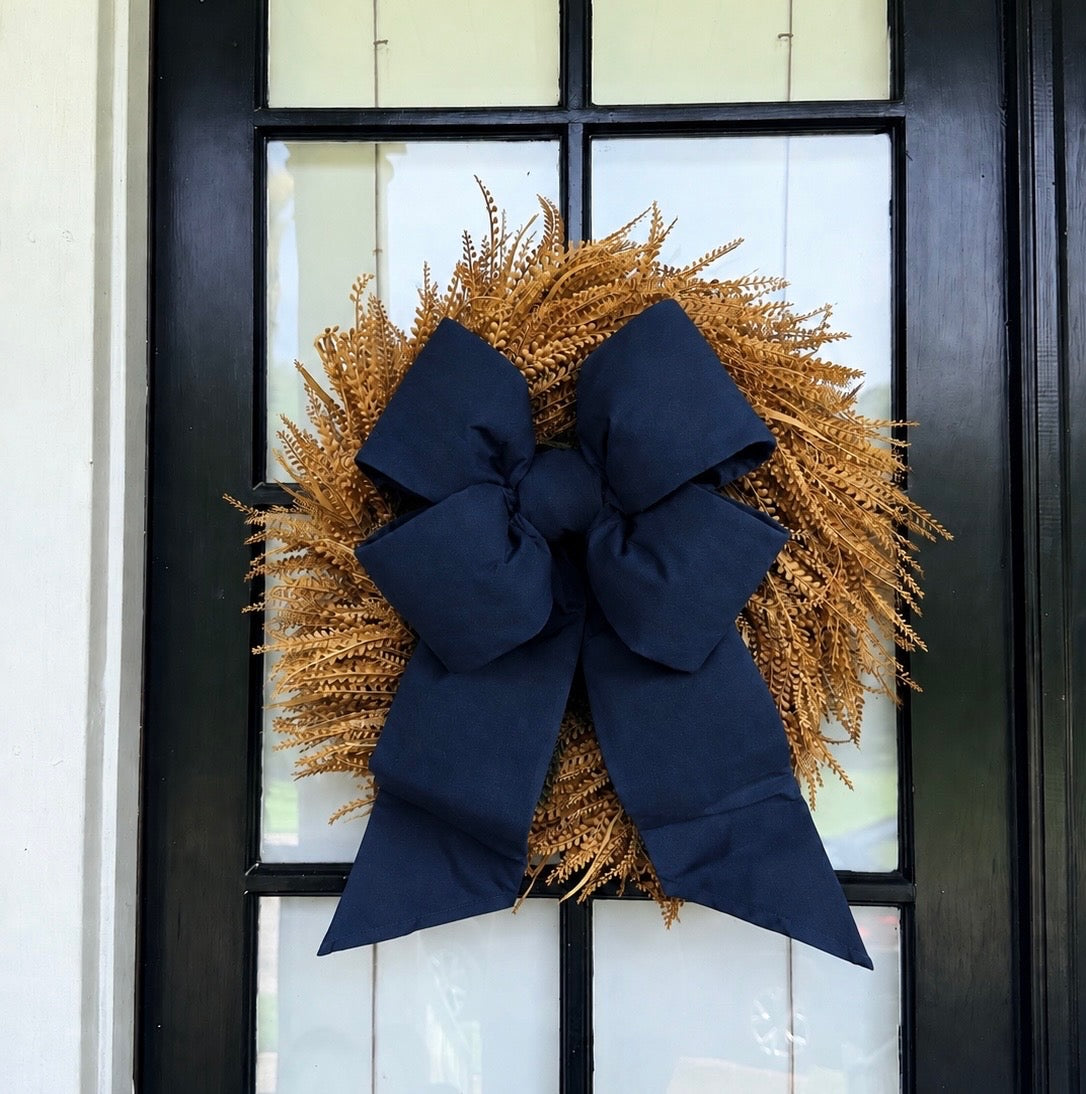 Holiday Heritage 18-Inch Four Loop Navy Blue Outdura Bow