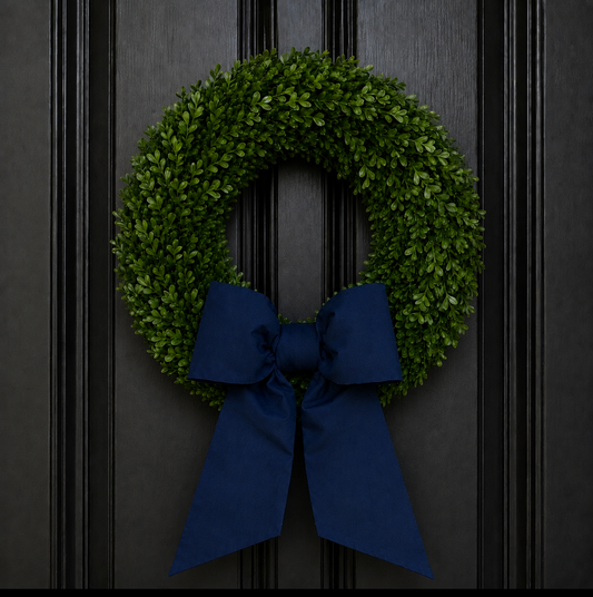 Holiday Heritage 12-Inch Two Loop Navy Blue Outdura Bow