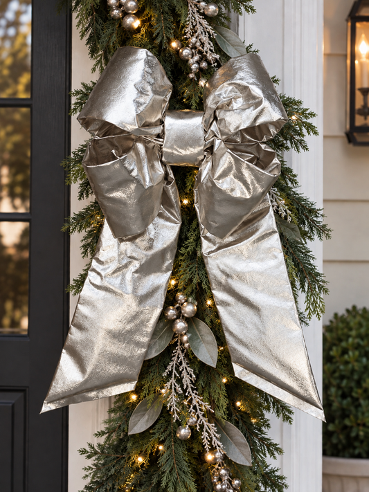 Holiday Heritage Silver Mylar  4 Loop Bow 12 inches (Copy)